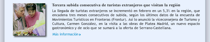 Tercera subida consecutiva de turistas extranjeros que visitan la región