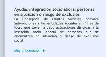 Ayudas integración sociolaboral personas en situación o riesgo de exclusión