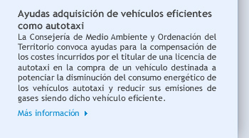 Ayudas adquisición de vehículos eficientes como autotaxi