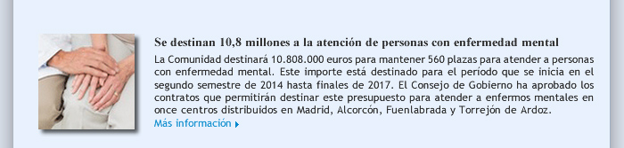 Se destinan 10,8 millones a la atención de personas con enfermedad mental