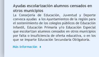 Ayudas escolarización alumnos censados en otros municipios