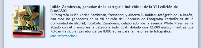 Iulián Zambrean, ganador de la categoría individual de la VII edición de fotoCAM