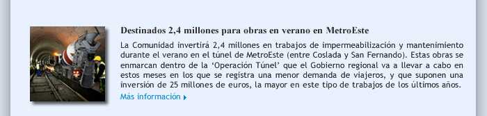 Destinados 2,4 millones para obras en verano en MetroEste
