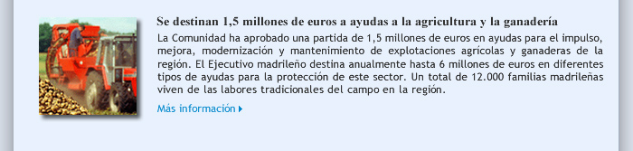 Se destinan 1,5 millones de euros a ayudas a la agricultura y la ganadería  