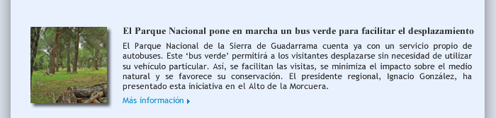 El Parque Nacional pone en marcha un bus verde para facilitar el desplazamiento