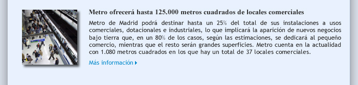 Metro ofrecerá hasta 125.000 metros cuadrados de locales comerciales