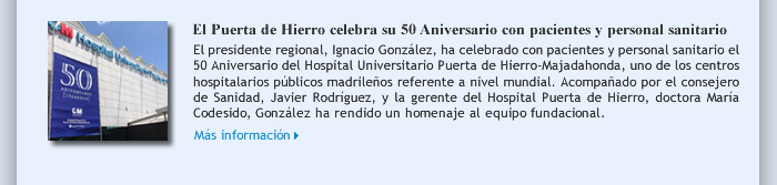 El Puerta de Hierro celebra su 50 Aniversario con pacientes y personal sanitario 