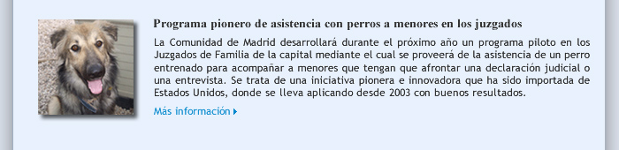 Programa pionero de asistencia con perros a menores en los juzgados