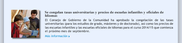 Se congelan tasas universitarias y precios de escuelas infantiles y oficiales de Idiomas