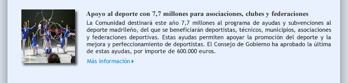 Apoyo al deporte con 7,7 millones para asociaciones, clubes y federaciones