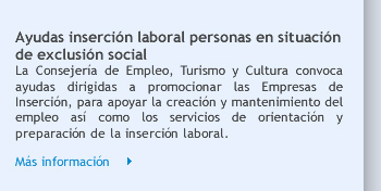 Ayudas inserción laboral personas en situación de exclusión social