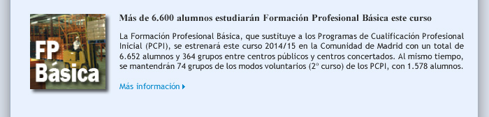 Más de 6.600 alumnos estudiarán Formación Profesional Básica este curso