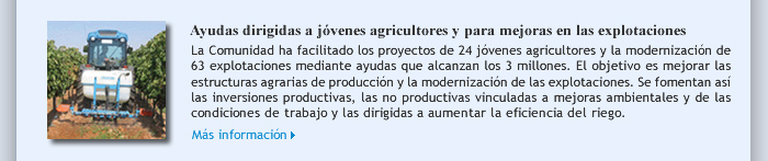 Ayudas dirigidas a jóvenes agricultores y para mejoras en las explotaciones