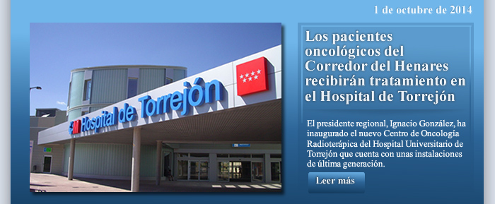 Los pacientes oncológicos del Corredor del Henares recibirán tratamiento en el Hospital de Torrejón