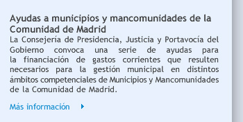 Ayudas a municipios y mancomunidades de la Comunidad de Madrid