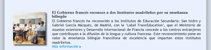 El Gobierno francés reconoce a dos Institutos madrileños por su enseñanza bilingüe