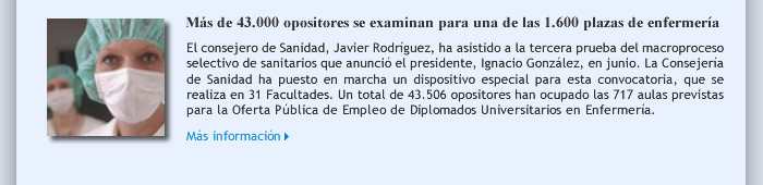 Más de 43.000 opositores se examinan para una de las 1.600 plazas de enfermería