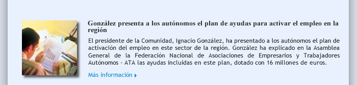 González presenta a los autónomos el plan de ayudas para activar el empleo en la región