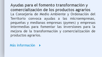 Ayudas para el fomento transformación y comercialización de los productos agrarios