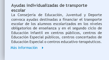 Ayudas individualizadas de transporte escolar