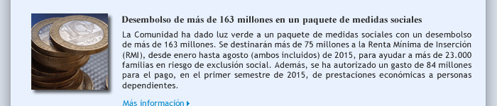 Desembolso de más de 163 millones en un paquete de medidas sociales