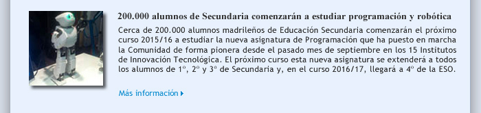 200.000 alumnos de Secundaria comenzarán a estudiar programación y robótica