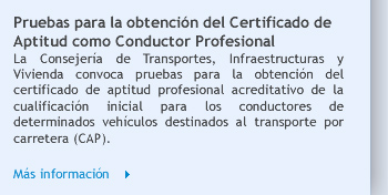 Pruebas para la obtención del Certificado de Aptitud como Conductor Profesional