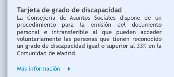 Tarjeta de grado de discapacidad