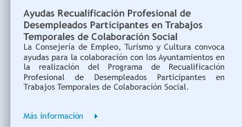 Ayudas Recualificación Profesional de Desempleados Participantes en Trabajos Temporales de Colaboración Social