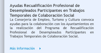 Ayudas Recualificación Profesional de Desempleados Participantes en Trabajos Temporales de Colaboración Social