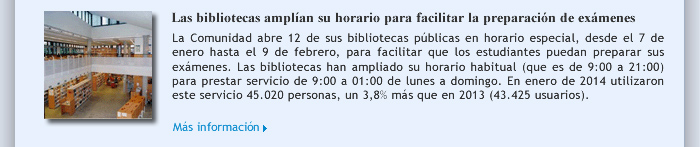 Las bibliotecas amplían su horario para facilitar la preparación de exámenes