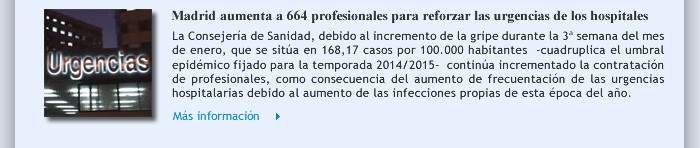 Madrid aumenta a 664 profesionales para reforzar las urgencias de los hospitales