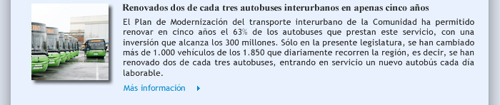 Renovados dos de cada tres autobuses interurbanos en apenas cinco años