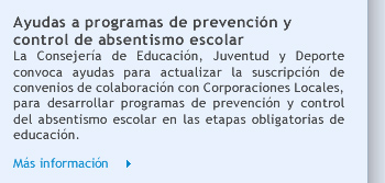 Ayudas a programas de prevención y control de absentismo escolar