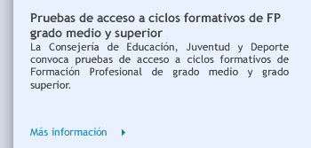 Pruebas de acceso a ciclos formativos de FP grado medio y superior