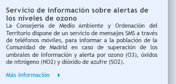 Servicio de información sobre alertas de los niveles de ozono