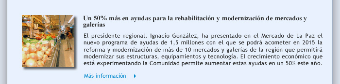 Un 50% más en ayudas para la rehabilitación y modernización de mercados y galerías