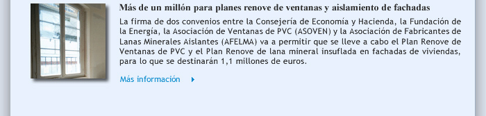 Más de un millón para planes renove de ventanas y aislamiento de fachadas