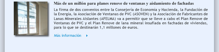 Más de un millón para planes renove de ventanas y aislamiento de fachadas