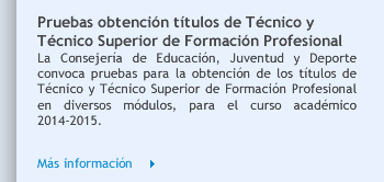 Pruebas obtención títulos de Técnico y Técnico Superior de Formación Profesional 