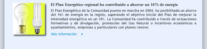 El Plan Energético regional ha contribuido a ahorrar un 16% de energía