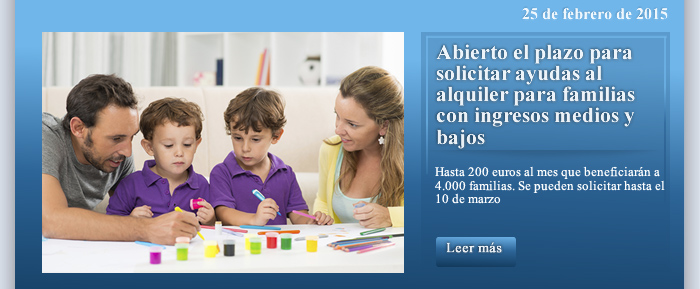 Abierto el plazo para solicitar ayudas al alquiler para familias con ingresos medios y bajos