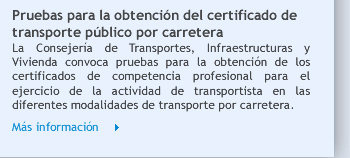 Pruebas para la obtención del certificado de transporte público por carretera