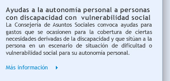 Ayudas a la autonomía personal a personas con discapacidad con  vulnerabilidad social