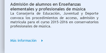 Admisión de alumnos en Enseñanzas elementales y profesionales de música