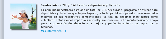 Ayudas entre 2.200 y 6.600 euros a deportistas y técnicos 