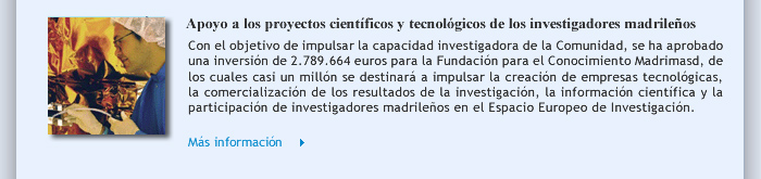 Apoyo a los proyectos científicos y tecnológicos de los investigadores madrileños