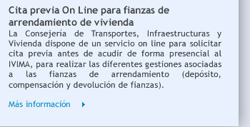 Cita previa On Line para fianzas de arrendamiento de vivienda