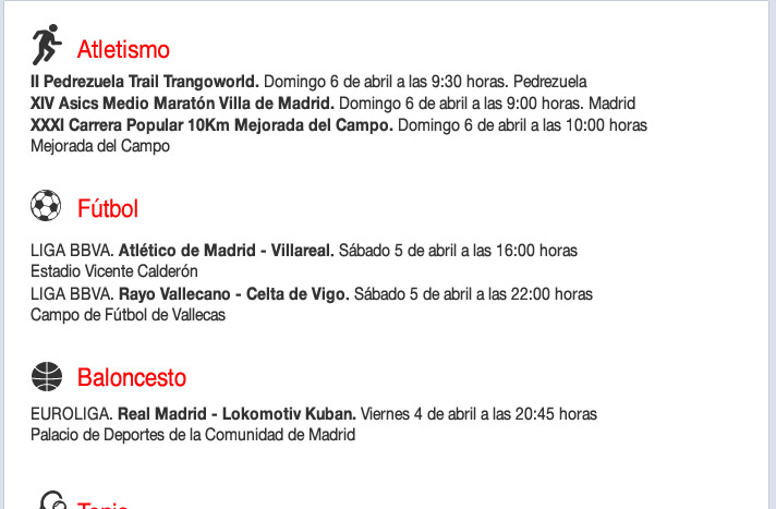 Agenda deportiva