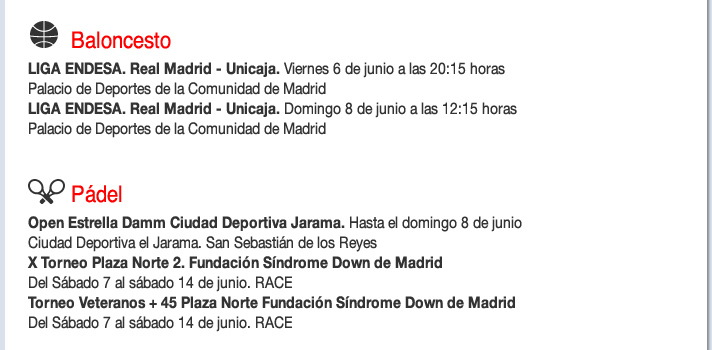 Agenda deportiva